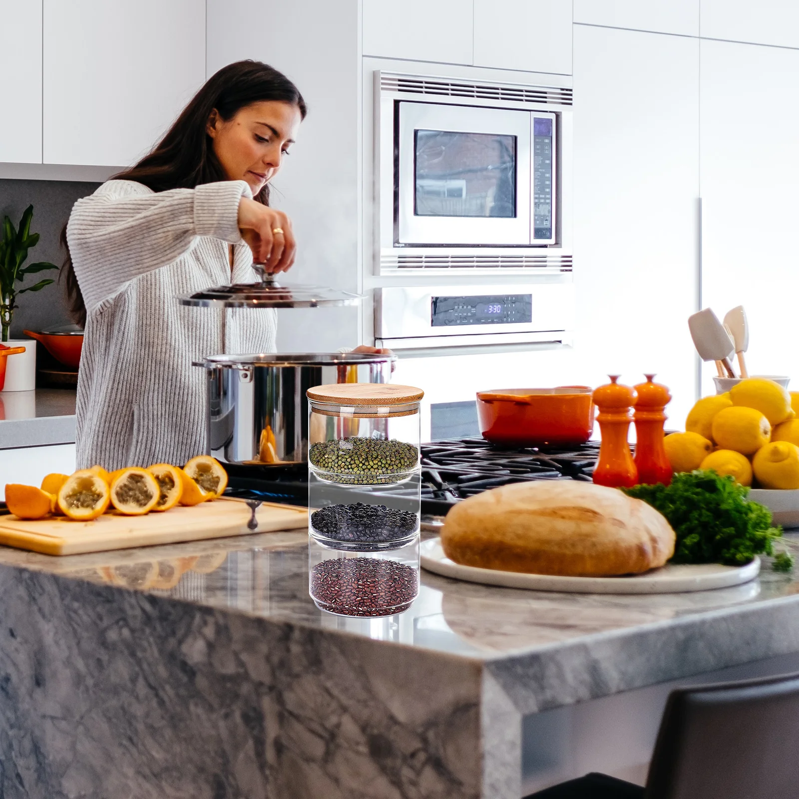 

1Pcs Three Layer Fresh Keeping Bowl Glass Salad Fruit Bowl for Home Kitchen Food Serving Dish Seasoning Dish