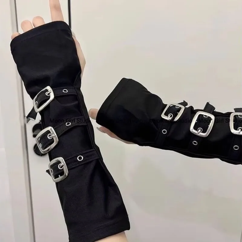 1 Paar fingerlose Y2K-Handschuhe mit personalisierter Schnalle im Punk-Stil für Damen, Luo Hip-Hop-Stil, Bühnenaufführung, Street-Dance-Ärmel – Detail 9