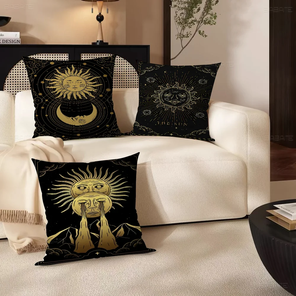 The Sun Moon Tarot Card Pillowcase Toon Gift Cushion Cover Bedroom Home Sofa Chair Seat Decor Pillow Case