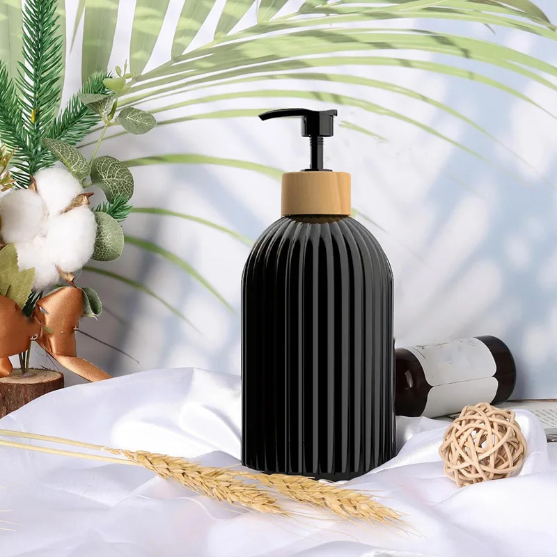 500ml Strip Soap Dispenser With Bamboo Pump Refillable Hand Pump Bottle For Shampoo Conditioner Bathroom Liquid Lotion Container