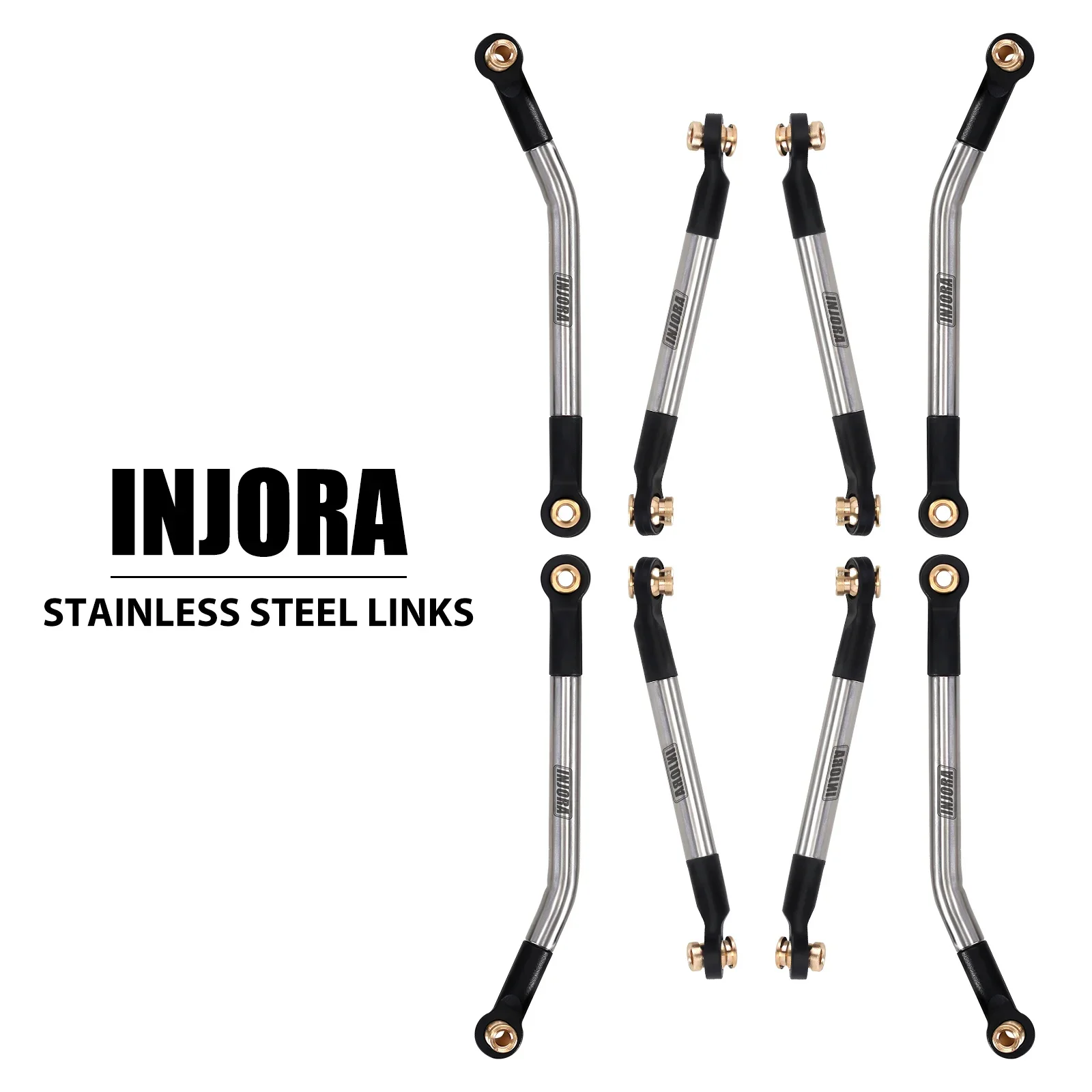 INJORA Stainless Steel High Clearance 4 Links Set for 1/18 RC Crawler FMS FCX18 LC80 Upgrade (FCX18-02)