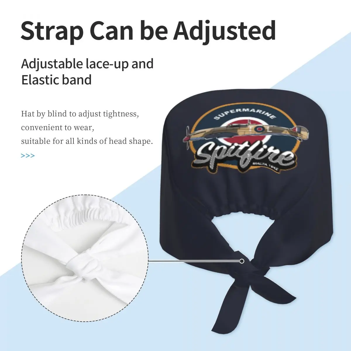 RAF Supermarine Spitfire Fighter Aircraft Plane Airplane Scrub Hat Doctor Working Surgical Cap Adjustable Nursing Caps Dentist