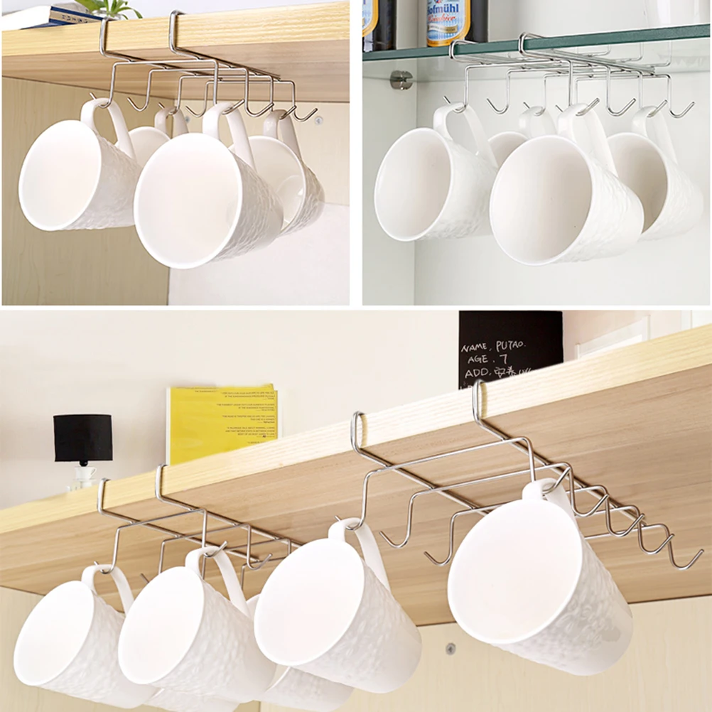 

Подстаканник из нержавеющей стали, 10 крючков, кухонные полки для хранения, вешалка для кружки, экономия места, креативный дизайн, демонтирующее стекло