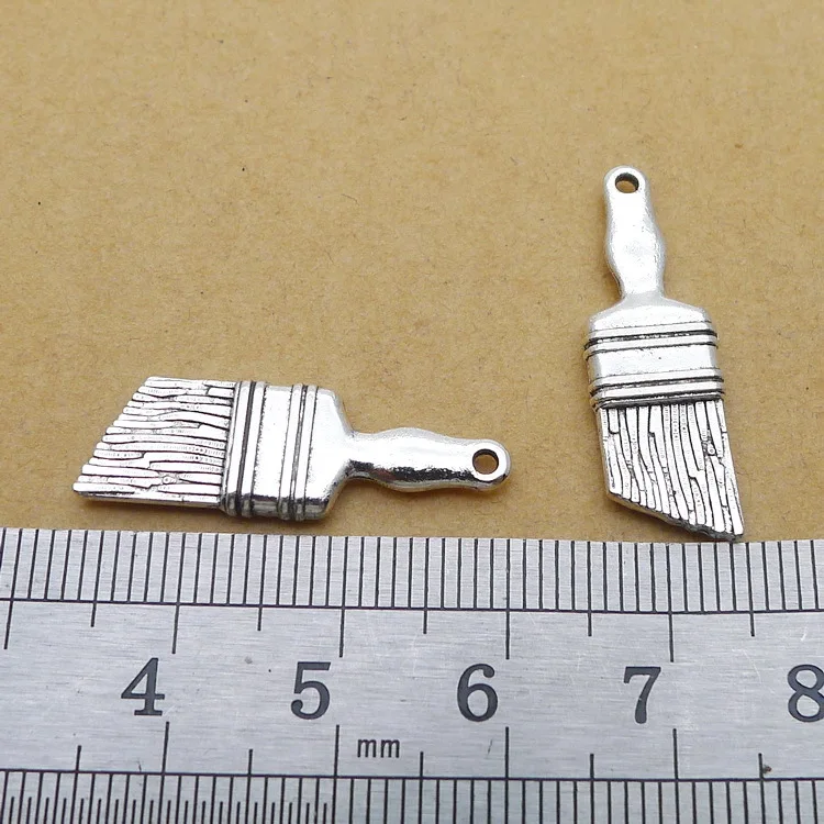 10pcs/lot 10*27mm Antique Silver Metal Alloy Tool Brush Charm Pendant For DIY Handmade Jewelry Making Accessorie