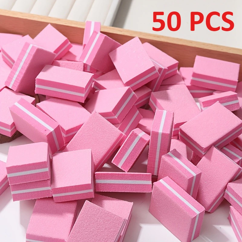 1/50 Pcs Mini Double-Sided Sponge Nail Files Square Shape Bendable and Not Easy to Break Washable Manicure Tools Nail Art Tool