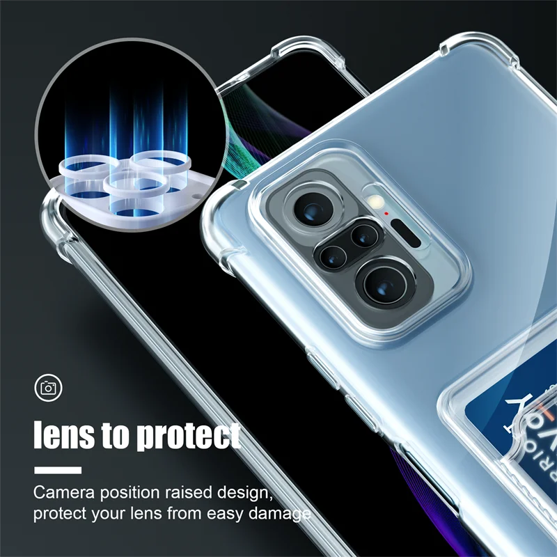 Karte Tasche Halter Klar Telefon Fall Für Xiaomi Redmi Hinweis 10 Pro 10S 11 11s 12 12s 13c Hinweis 13 Pro 5G Weiche Ecken Stoßstange Abdeckung – Detail 4