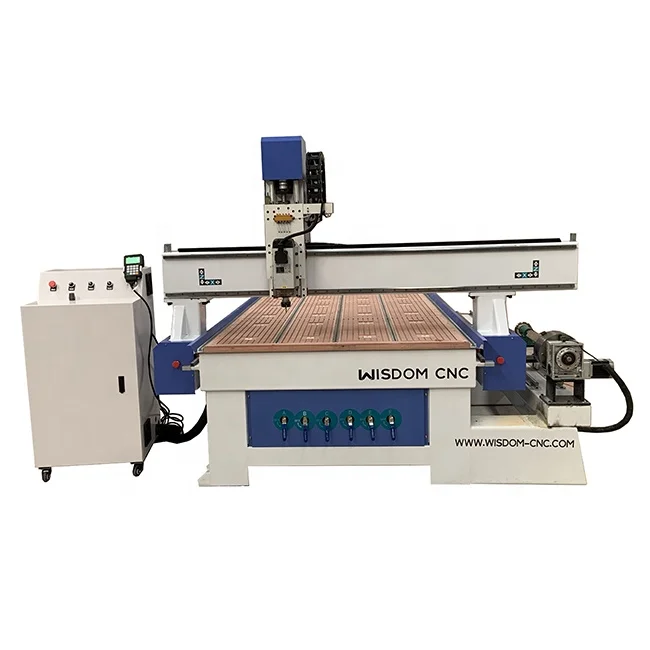 System Core Components Motor Gearbox 1325 1530 Desktop 4 Axis CNC Router Machine Rotary Table for Kitchen Cabinets DSP Control
