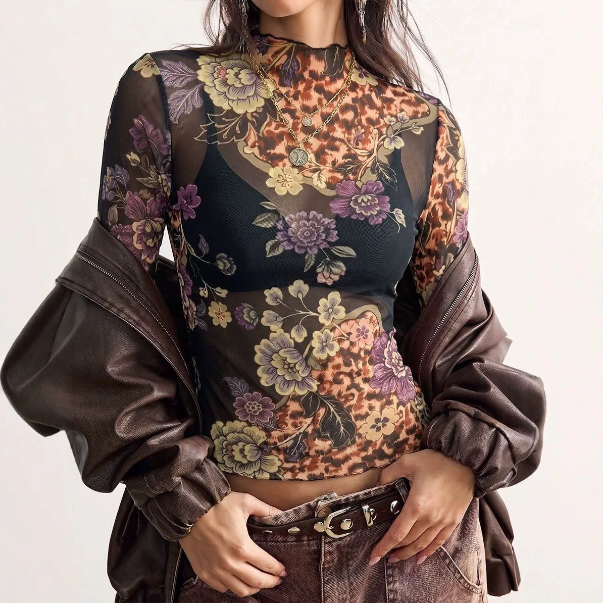 Women Fashion Style - B 2026 T-shirt en maille transparente