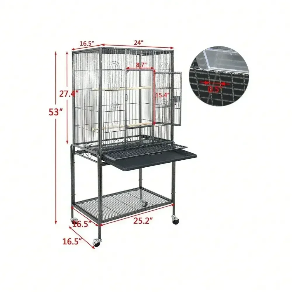 

53" Bird Cage Large Play Top Bird Parrot Finch Cage Macaw Cockatoo Pet Supplies