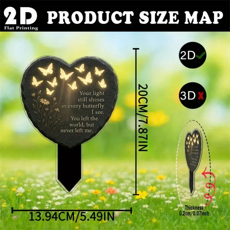 2D Waterproof Acrylic Remembrance Plaques Grave Marker Sympathy Garden Stake for Outdoor Cemetery Decor Yard