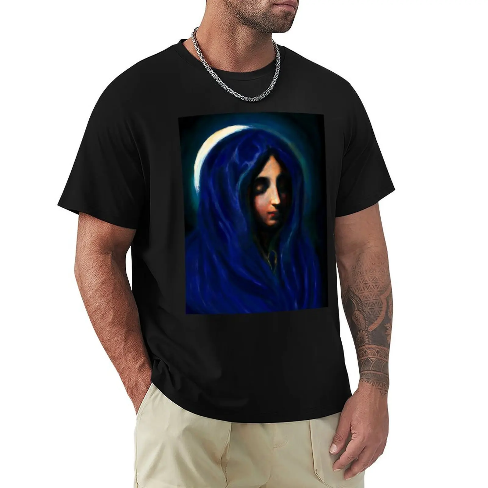 Blue Madonna by Carlo Dolci, edited by Nico T-Shirt Casual Everyday Short Sleeve T-Shirt