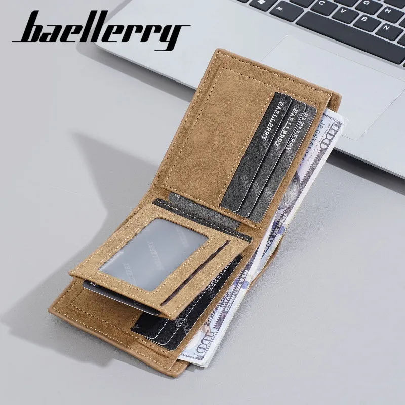 Baellerry Men's Fashion Frosted Wallet with Card Clips Large Capacity Multiple Card Slots Casual Men's Card Holder