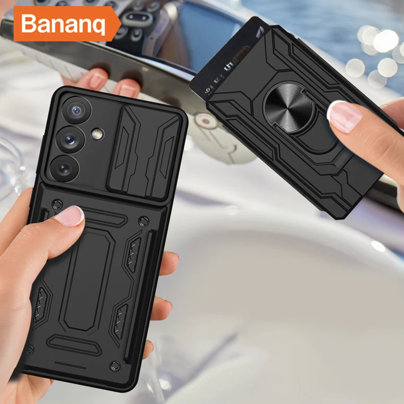 Bananq Push Window Case For Samsung S23 Ultra Plus FE M11 M51 M62 M33 Cover For Galaxy A05S A04 A03 A02 A54 A34 A24 A14 A11 F62