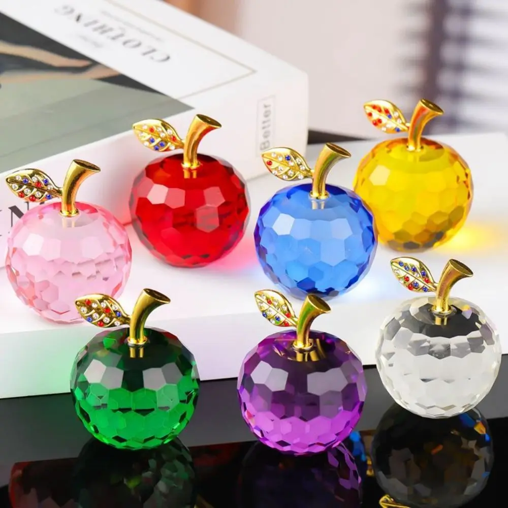 Crystal Glass Fruit Figurines Realistic Design Mini Desktop Ornament Unique Chic Fruit Collectible Figurines Wedding Decor