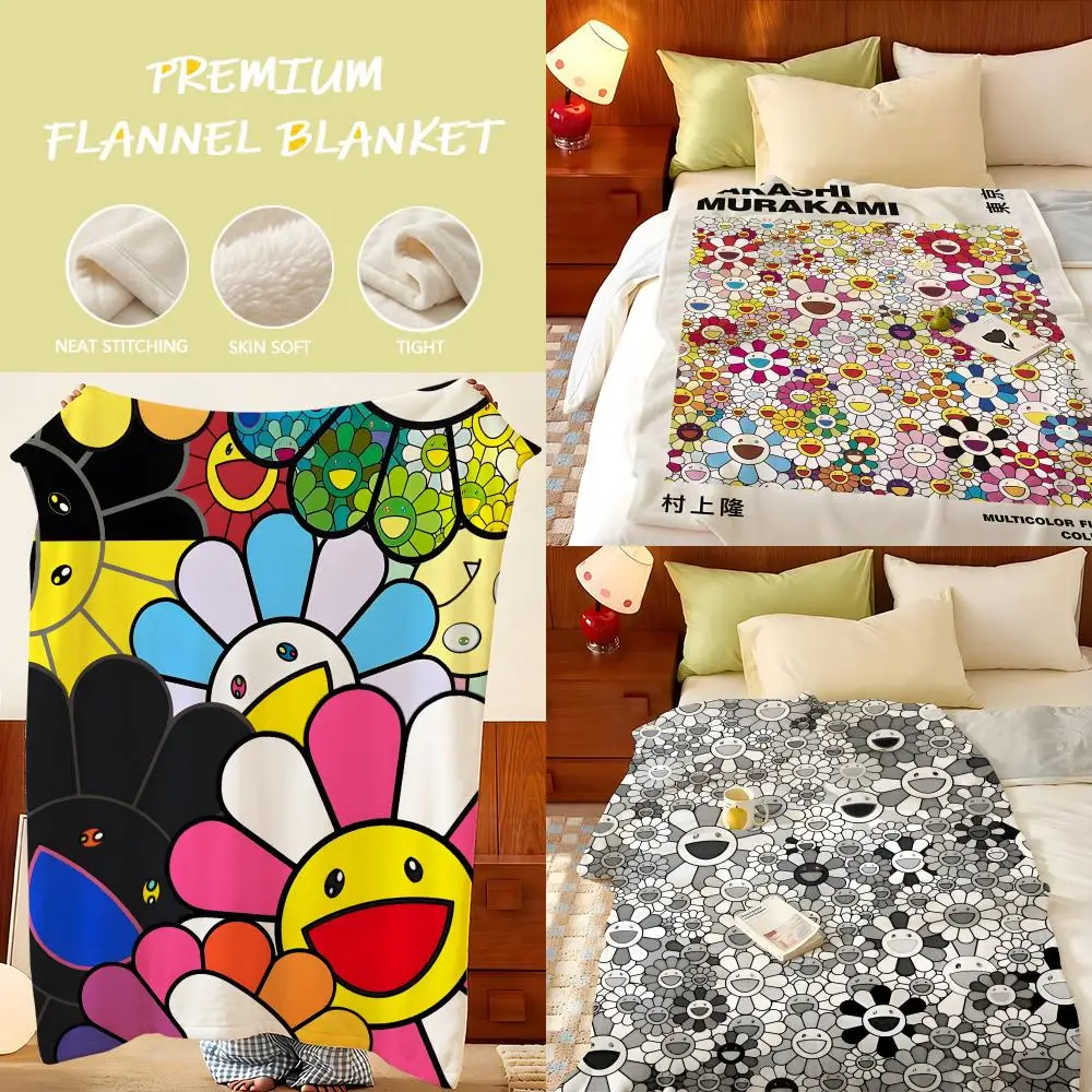 Artist T-Takashi M-Murakami Throw Flannel Throw Blanket, Lightweight Cozy, Durable Washable cute Cool