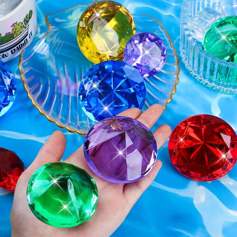 3PCS 60MM Large Crystal Diamond Treasure Chest Pool Diving Toys Kids Birthday Gift Party Favors Adults Wedding Home Office Decor