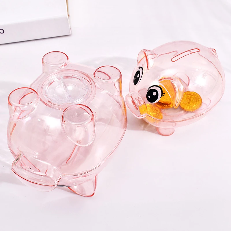 Transparent Pig Toy For Gift Kids Coins Piggy Bank Props Clear Pig Plastic Piggy Bank Coin Money Cash Collectible Saving Box