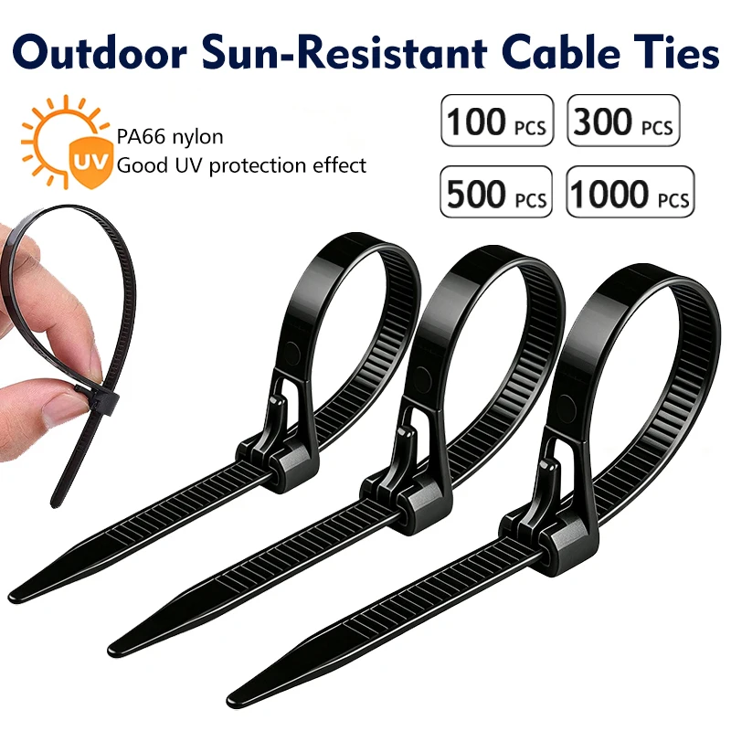 Reusable Plastic Cable Zip Ties with Quick Release, Durable Nylon Wire Fasteners for Home Office and Outdoor Use, Adjustable