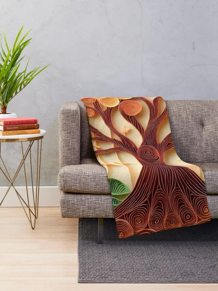 Papercraft Orange Tree Throw Blanket Single Sofa Sofas Beach Blankets