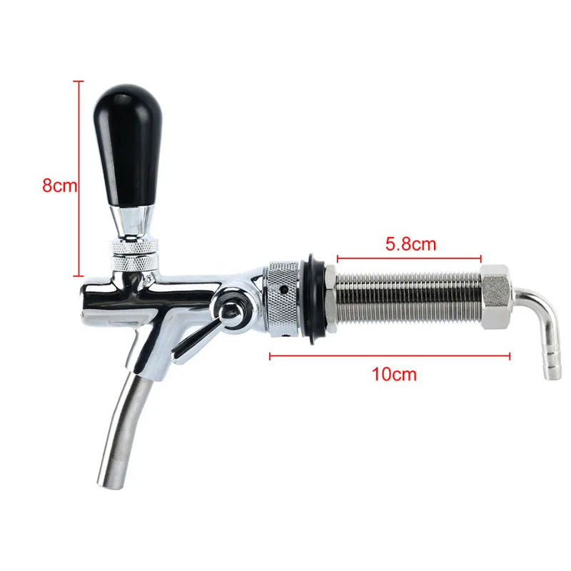 Adjustable Flow Draft Beer Tap Flexible Long Corrugated Shank Through Wall Beer Faucet G5/8 Thread for Bar Beer Wall Kegerator