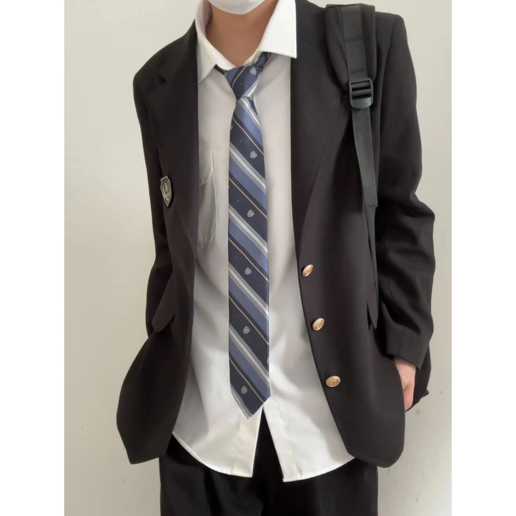 Long JK Style Men's Suit Jacket Casual British Academy Spring Autumn Loose Fit Pure Color Graduation Student Couple Model