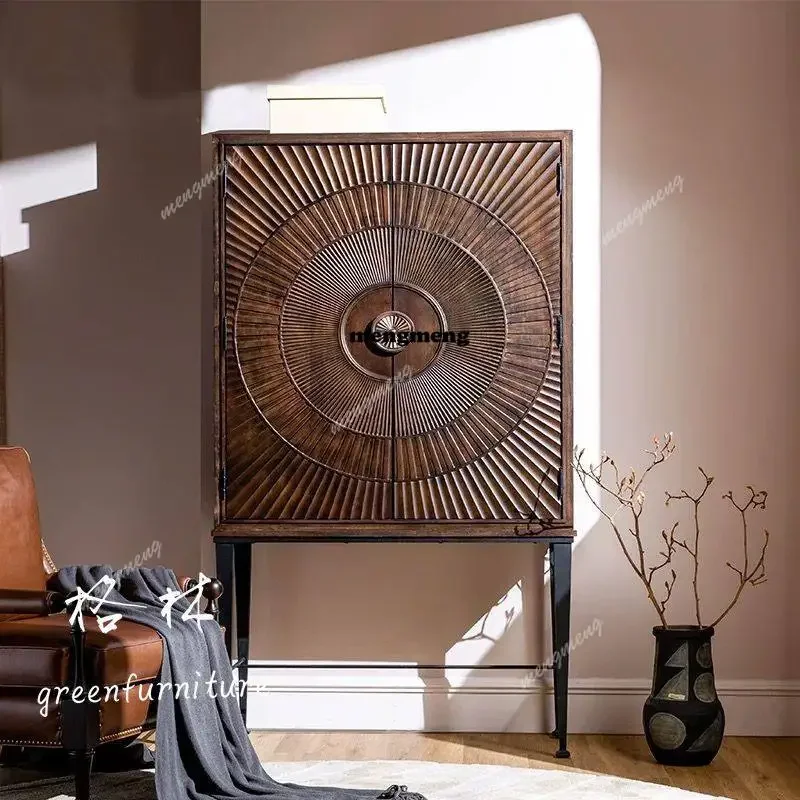 M183 Solid wood wine cooler/American living room carved double door locker floor to ceiling display locker