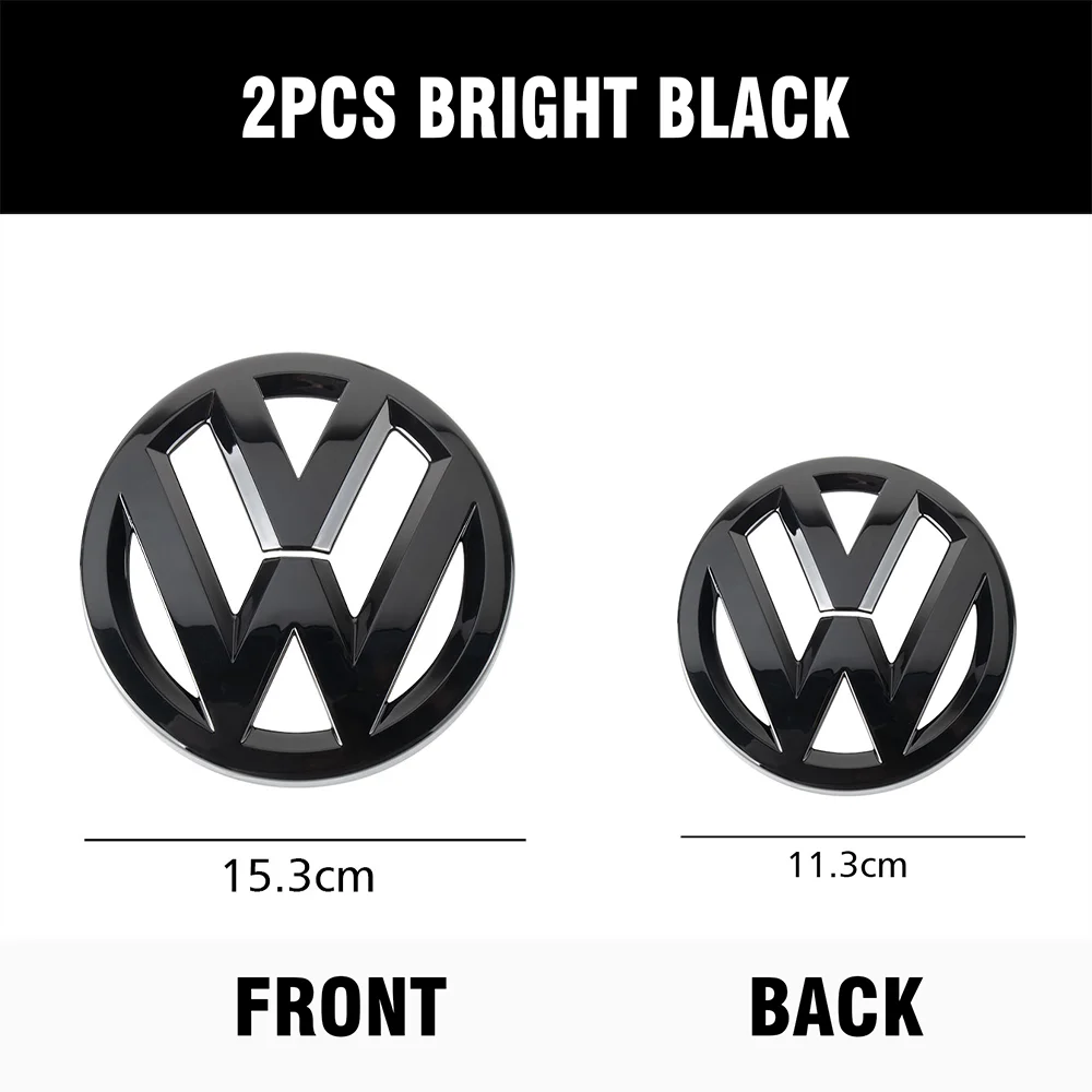 1Set New bright black Car Front Grill/Rear label logo Trunk Emblem Lid Covers Sticker Auto Accessories For VW 2017-2020 Tiguan