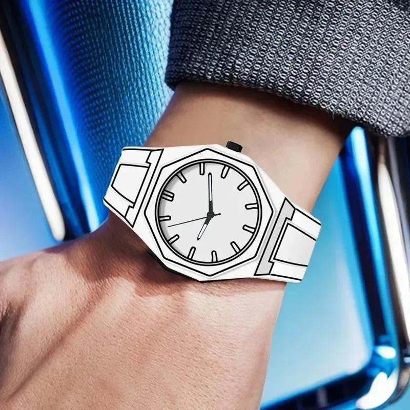 Fashion Comic Style Men Watch Creative Design Unique Quartz Watch for Man Woman Simple Silicone Casual Sport Manga Sketch Clocks