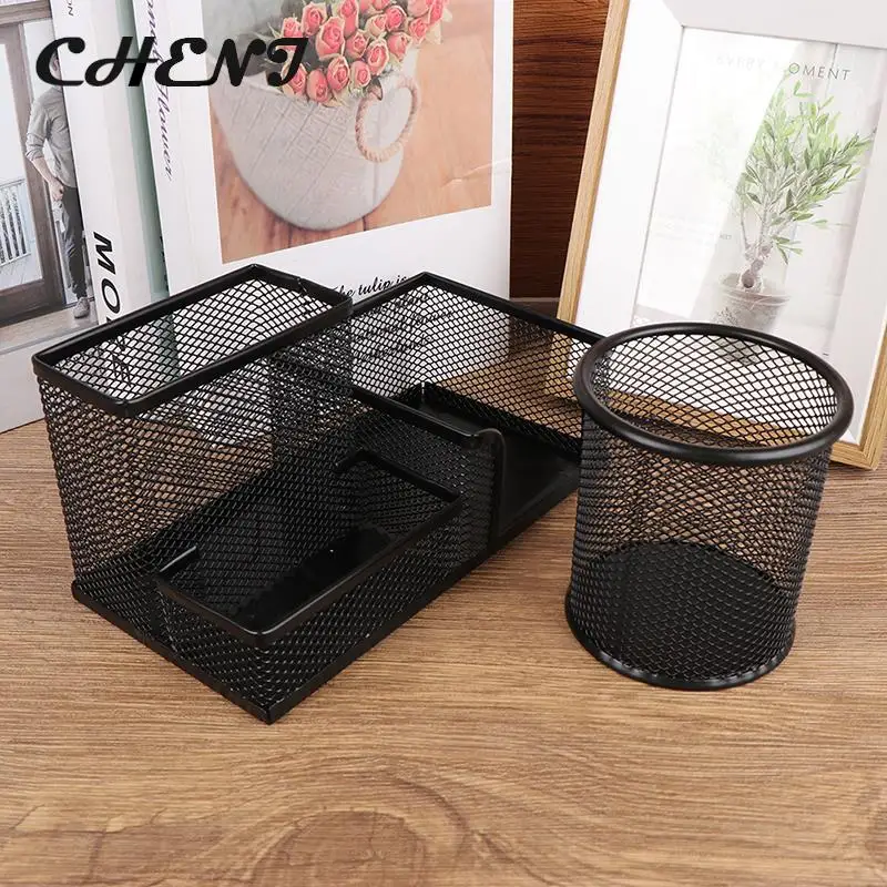 

Desk Stationery Organizer Creative Metal Pen Holder Pencil File Storage Rack Storage Box Office Accessories Desktop Ornament