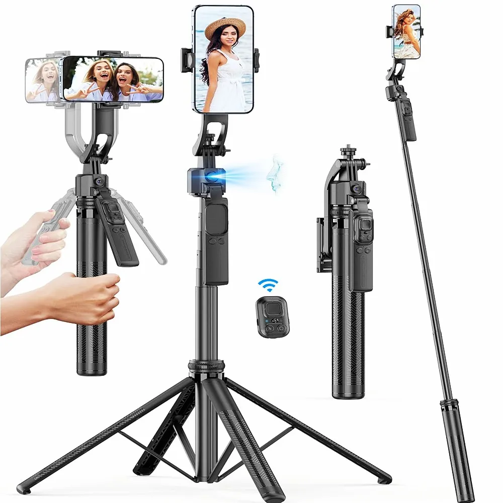 

2025 Intelligent AI Follow-Up 360°Selfie Stick With Bluetooth Remote Anti Shake Pan Tilt Tripod Stable stabilizer phone holder