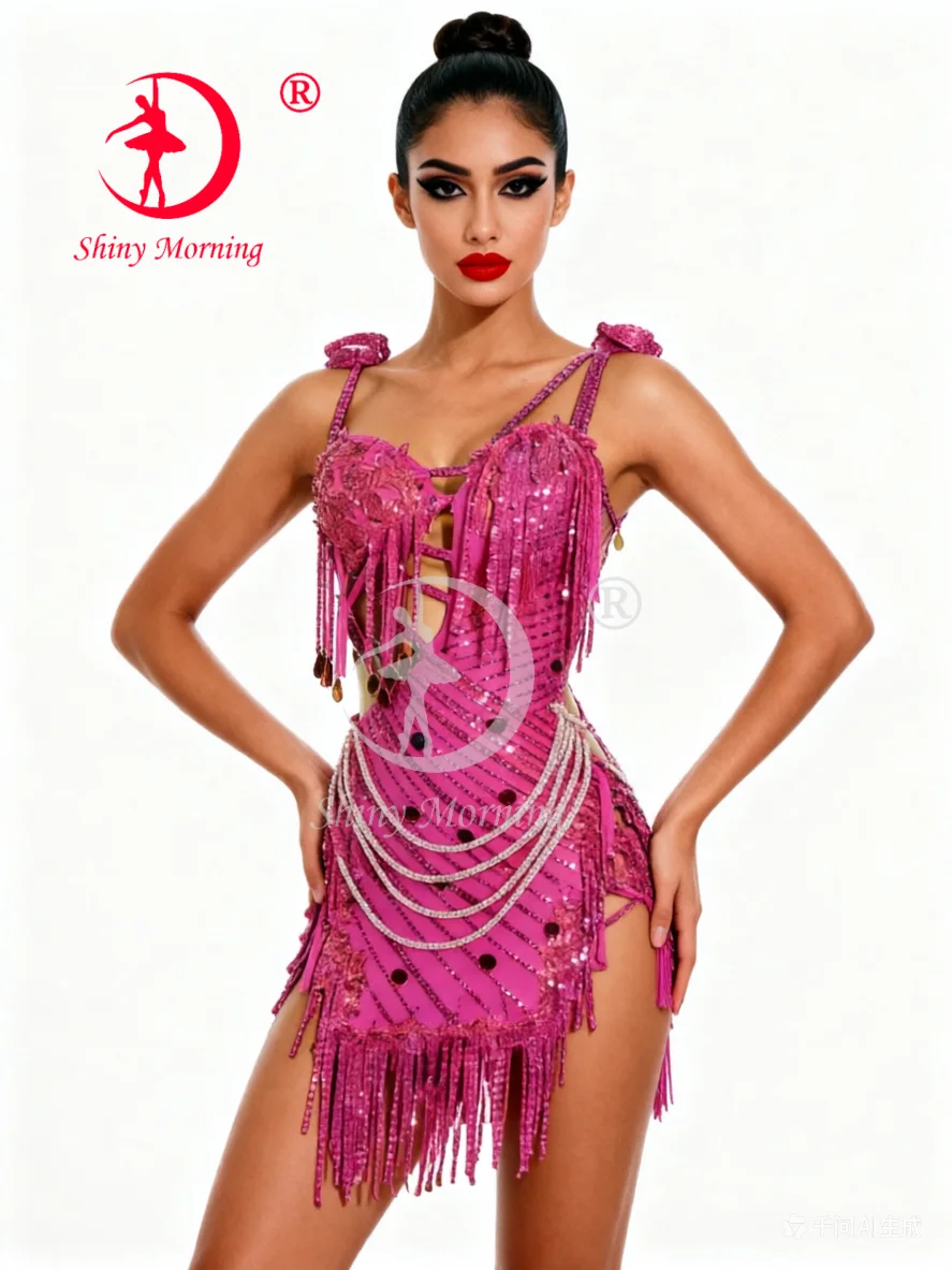 Latin Dance Performance Dress Women Customsized Rumba Chacha Tanog Competiton Professional Costume cabaret Latin Dresses purple