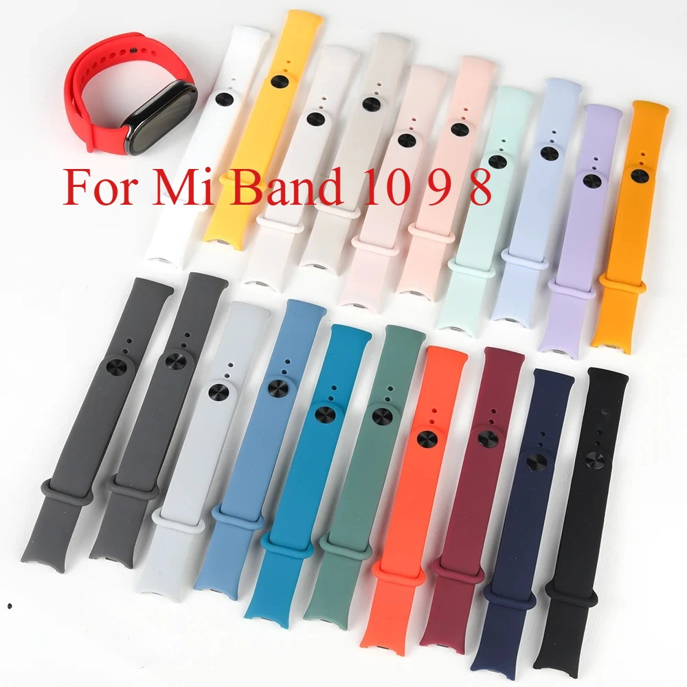 Bracelet de montre en silicone pour Mi Band 10 9 8 NFC, bracelet de remplacement en silicone pour le sport en plein air, pour hommes et femmes