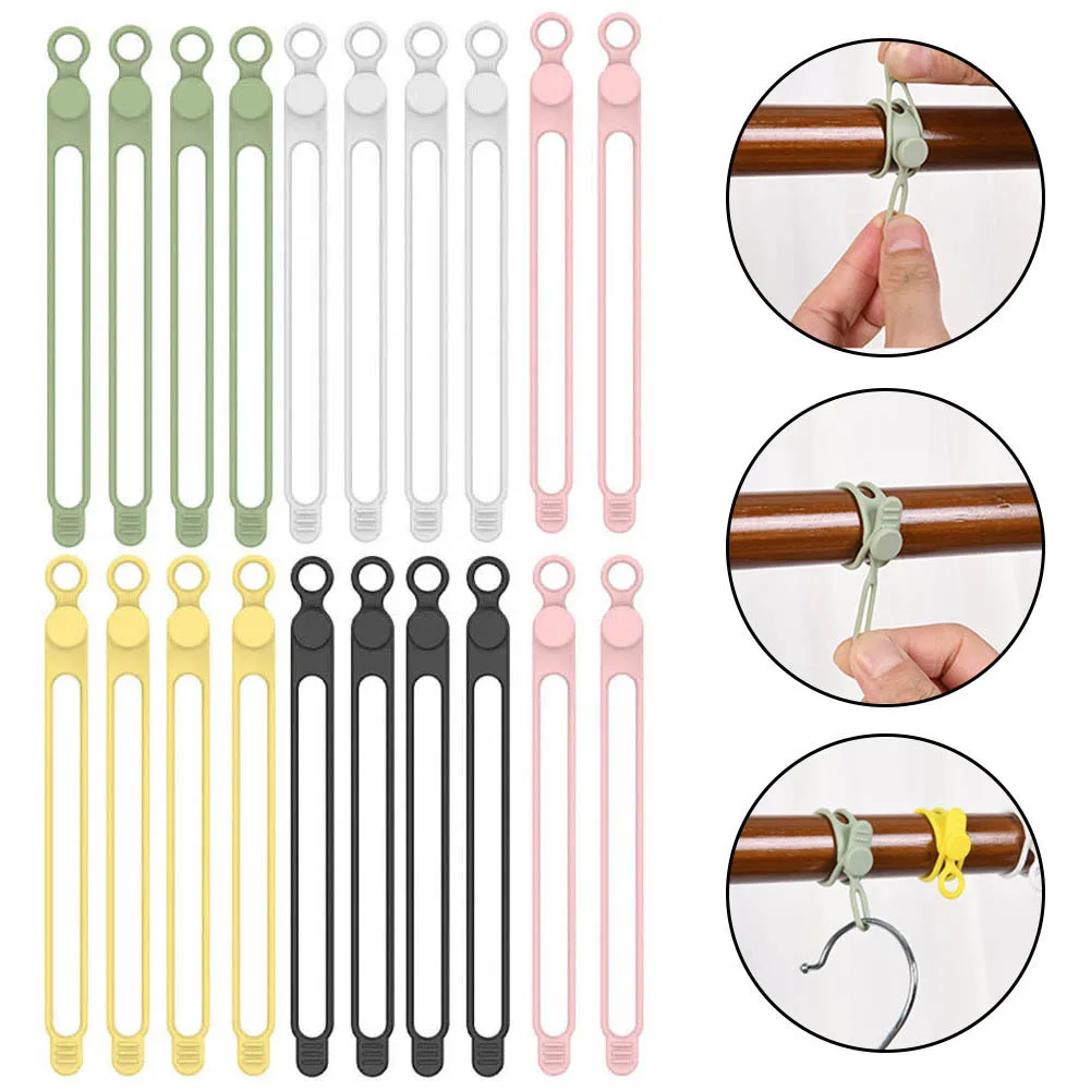 20pcs Silicone Cable Ties Multi-Purpose Organizer 5 Colors Reusable Cable Ties Black,white,gray,pink,yellow Silicone Cable Tie