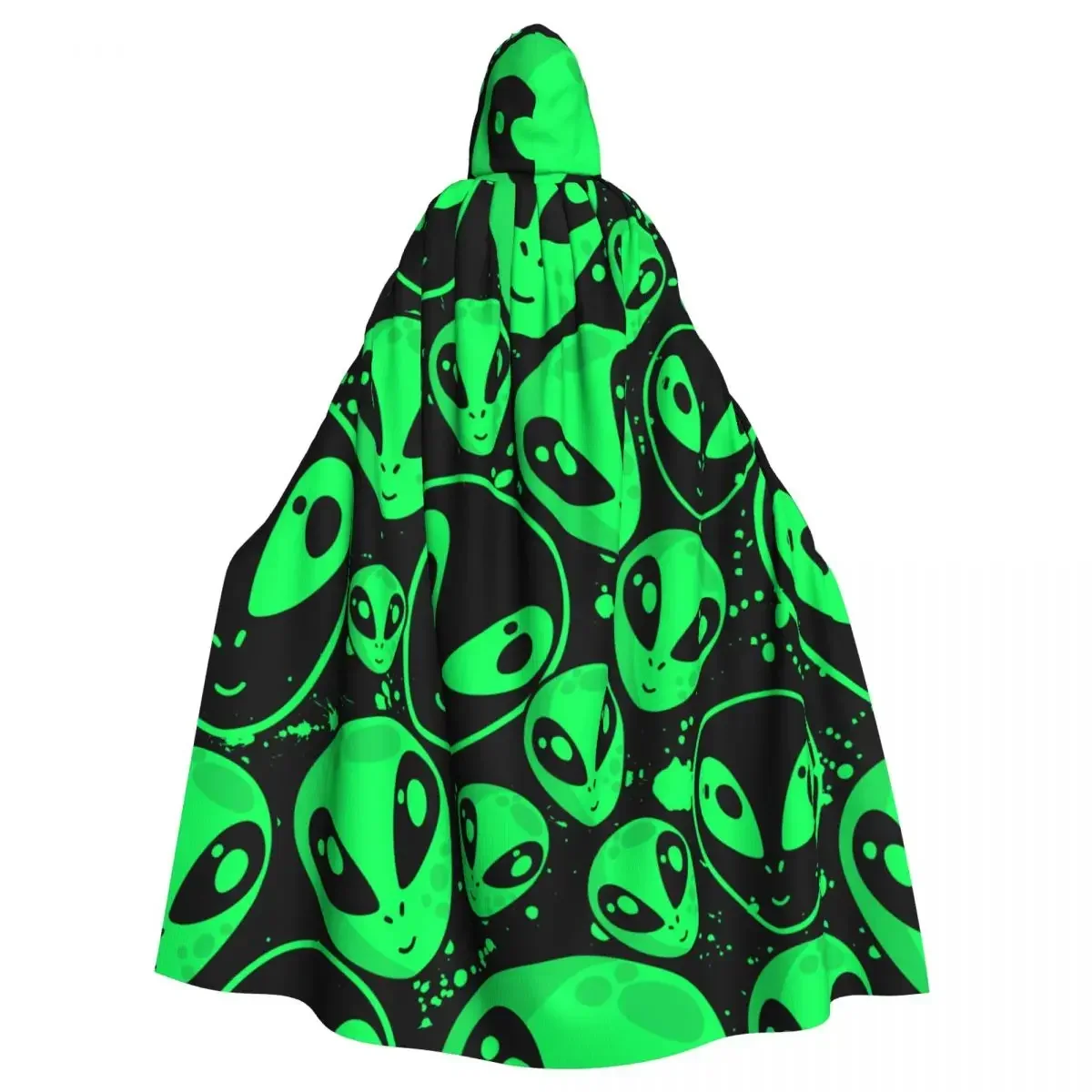 

Unisex Adult Green Alien UFO Cloak with Hood Long Witch Costume Cosplay Cape Dress Women