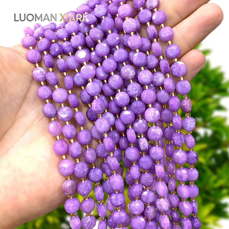 Großhandel 8mm Facettierte Rondelle Naturstein Lila Jade Lose Zwischenperlen für Schmuckherstellung DIY Armbänder Anhänger Zubehör – Detail 2
