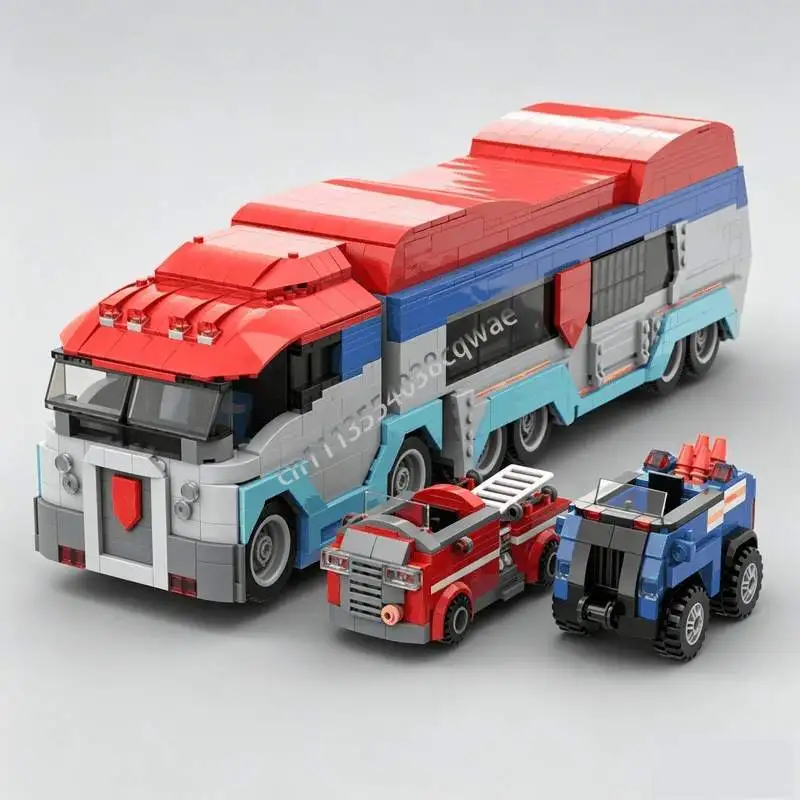 1569 PCS Colorful Multiaxle Rescue Patrol Vehicle Model Custom Building Blocks Assembly Toy Collection Home Decor Holiday Gifts