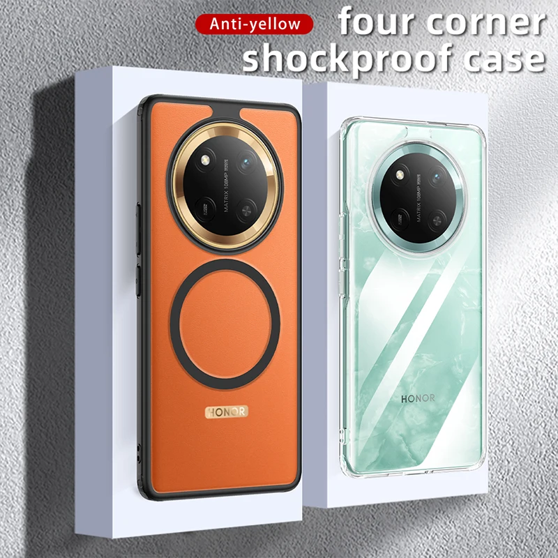 ل Honor X9C الذكية المغناطيسي شحن لاسلكي للصدمات الغطاء الخلفي جراب هاتف لينة بولي يوريثان سيليكون حافة ماتي واضح حالات
