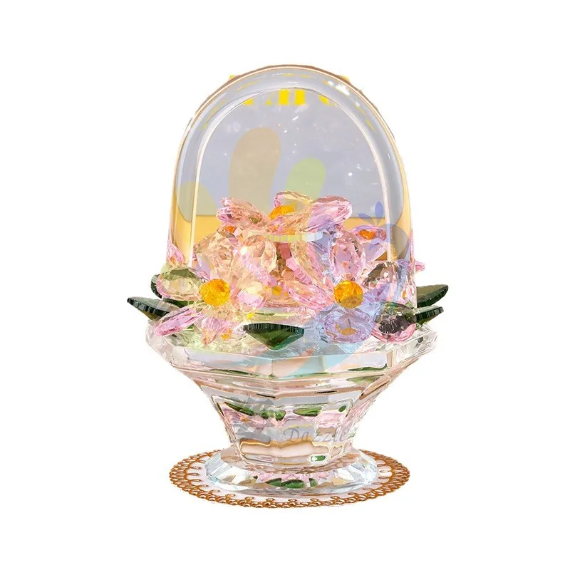 

PYJ crystal blue high-value flower box bouquet pink girl heart ornament