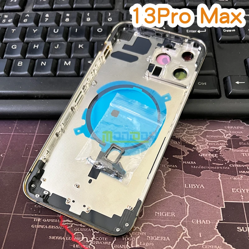 

Корпус для Iphone 13 Pro Max 13ProMax, корпус с батарейным отсеком, задняя рамка корпуса, кнопка для SIM-карты со стеклом