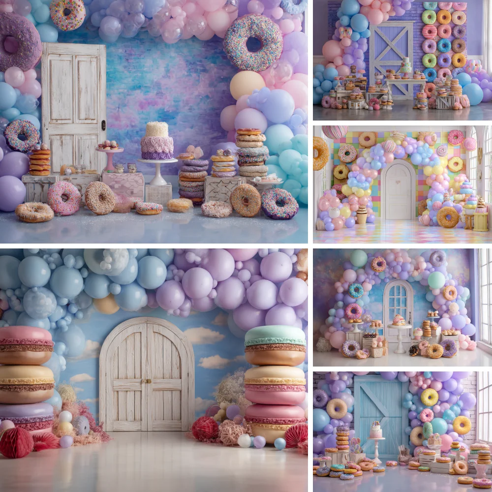 

Themed Birthday Party Backdrop Balloon Garland Kids Baby Cake Smash Photography Props Spring Floral Girls Boys Photo Backgrounds