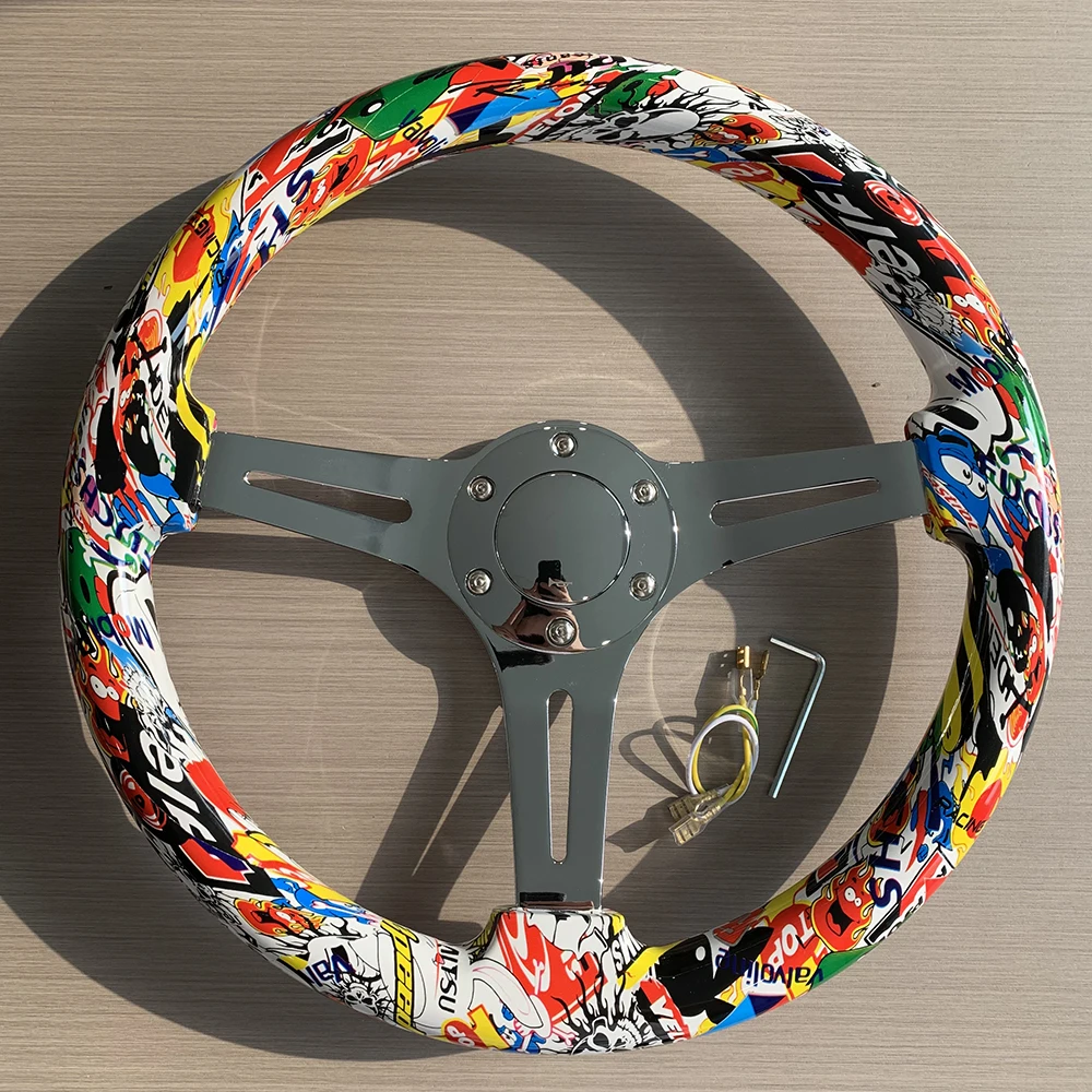 Universal Racing 14-inch 350 ABS Graffiti Steering Wheel Design Steering Wheel