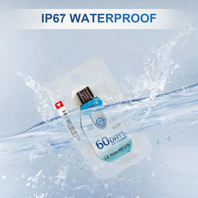 مسجل بيانات درجة الحرارة USB المتاح PDF مسجل درجة الحرارة ميزان الحرارة مسجل Tempu02 60 يومًا لسلسلة الباردة-A22G