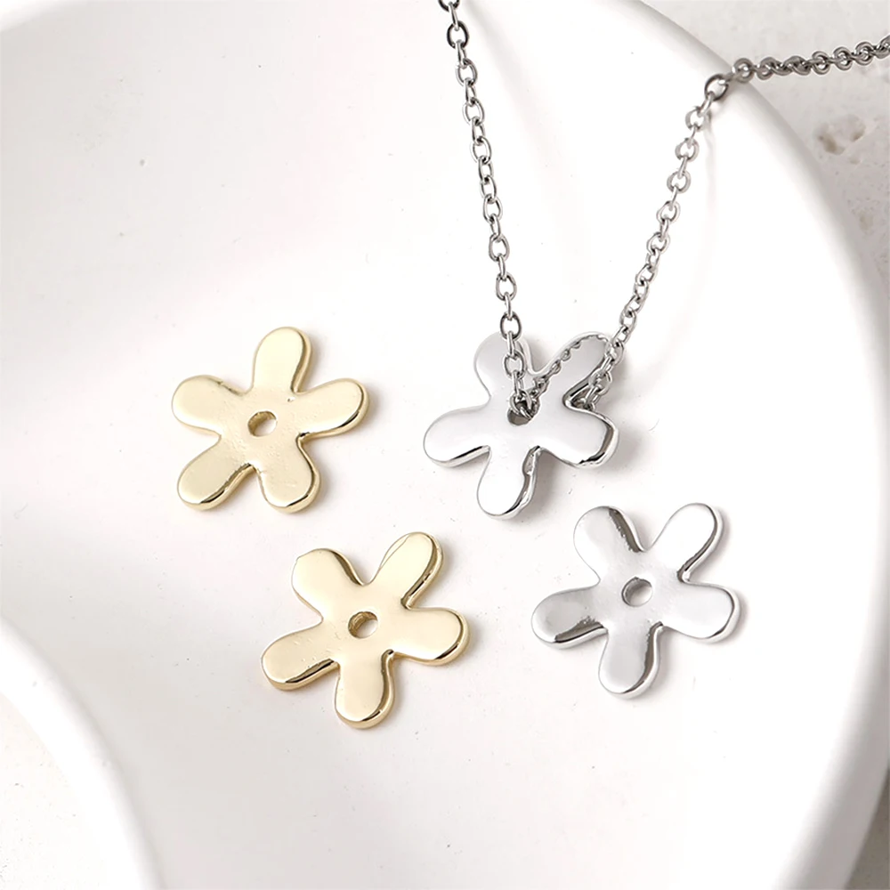 6 Pieces Copper Plating with 14k Gold Smooth Flower Separated Bead DIY Jewelry Making NECKLACE BRACELET Accessories Materials