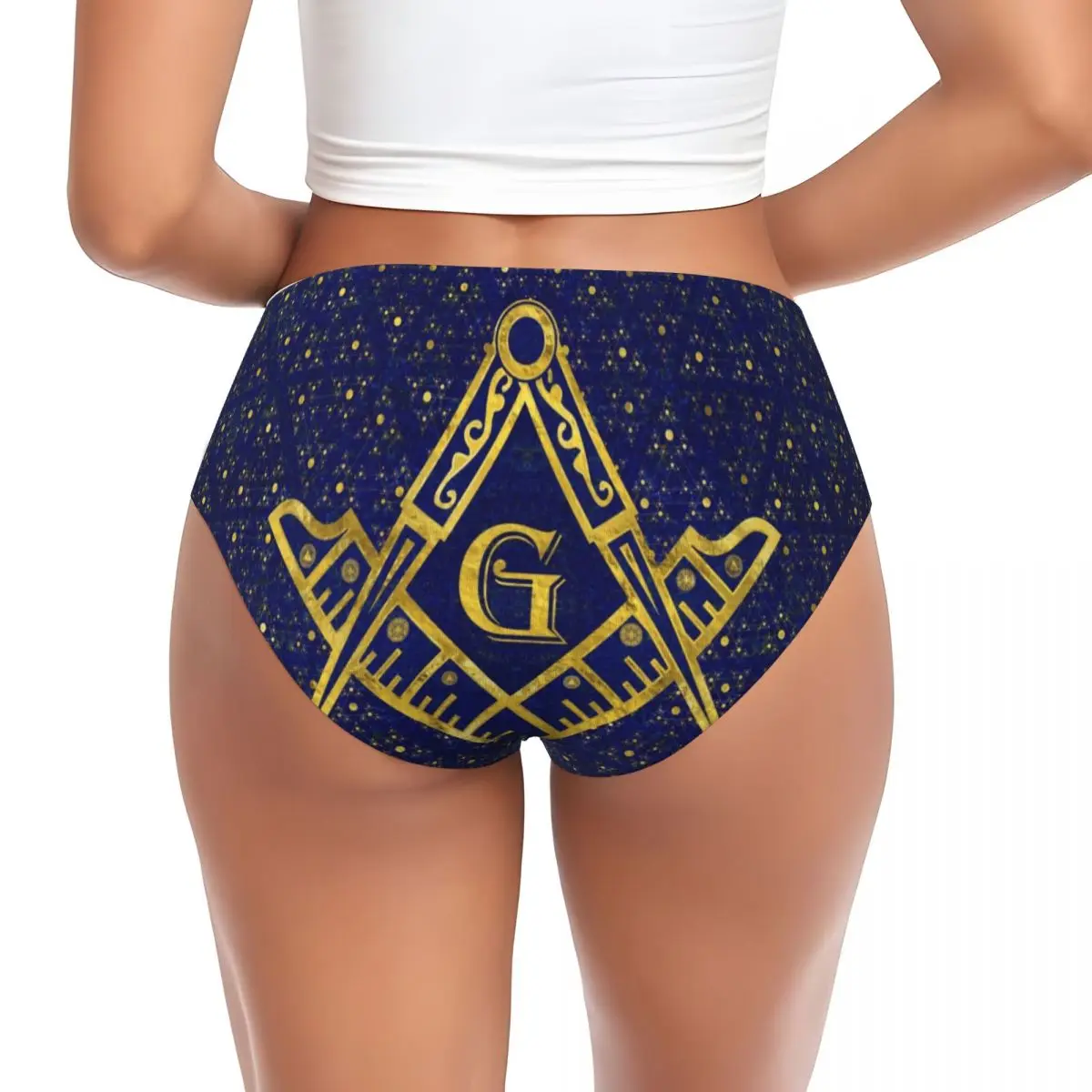 Custom Freemasonry Symbol Brief Panties Womens Stretch Masonic Underwear