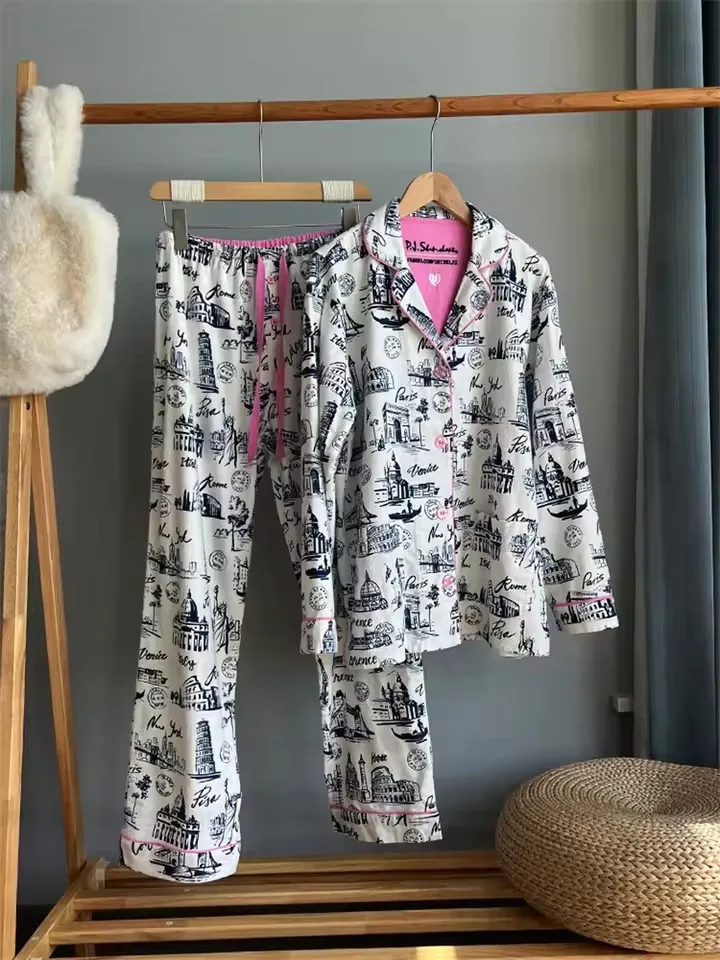 

Warm Thick Cartoon Long Sleeve Pants Pajamas Ladies Homewear Month Clothes Autumn Winter Women PJS Cotton Ground Wool Sleepwear