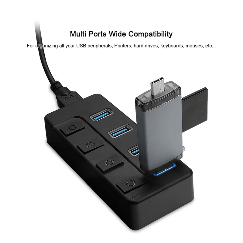 Computer Multi-Interface Splitter USB Splitter USB Expansion Charger With Independent Switch