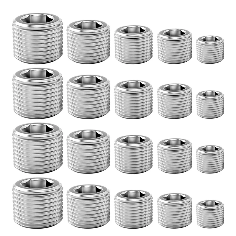 AAAC-Pipe Plug Fitting، 1/8 1/4 3/8 1/2 3/4In ذكر داخلي عرافة الموضوع المقبس وصلة أنابيب تركيب مجموعة متنوعة