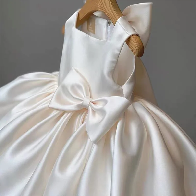 Girls Big Bow Princess Dresses Kids Sweet Tutu Baby Birthday Party Christening Gown Ball Children Baptism Clothes Vestidos