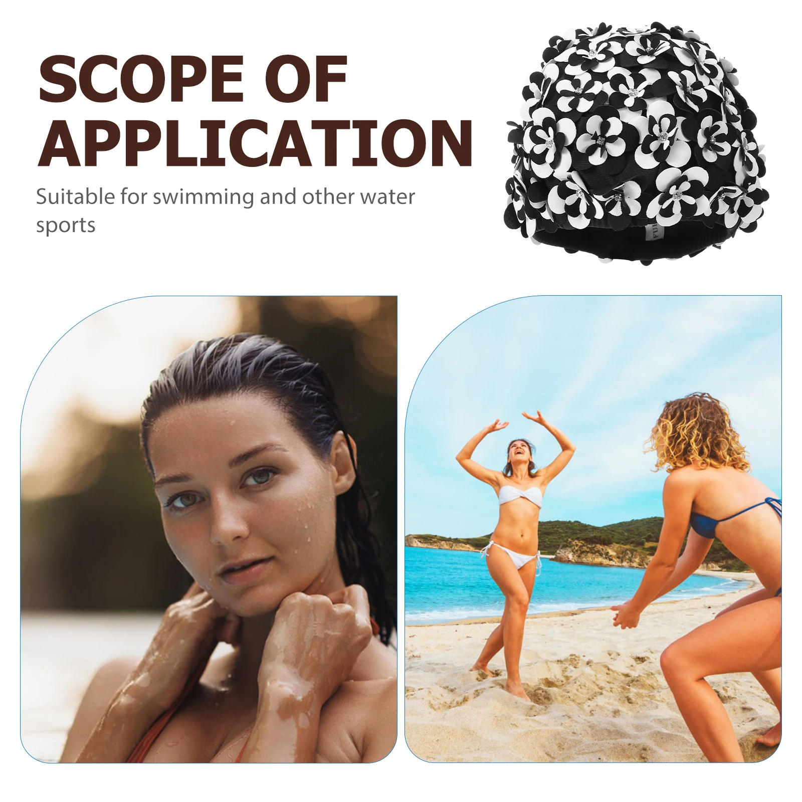 

Floral Waterproof Swim Cap for Women Long Hair Hair Protection Swimming Hat Wear-Resistant Comfortable Swim Caps for Outdoor