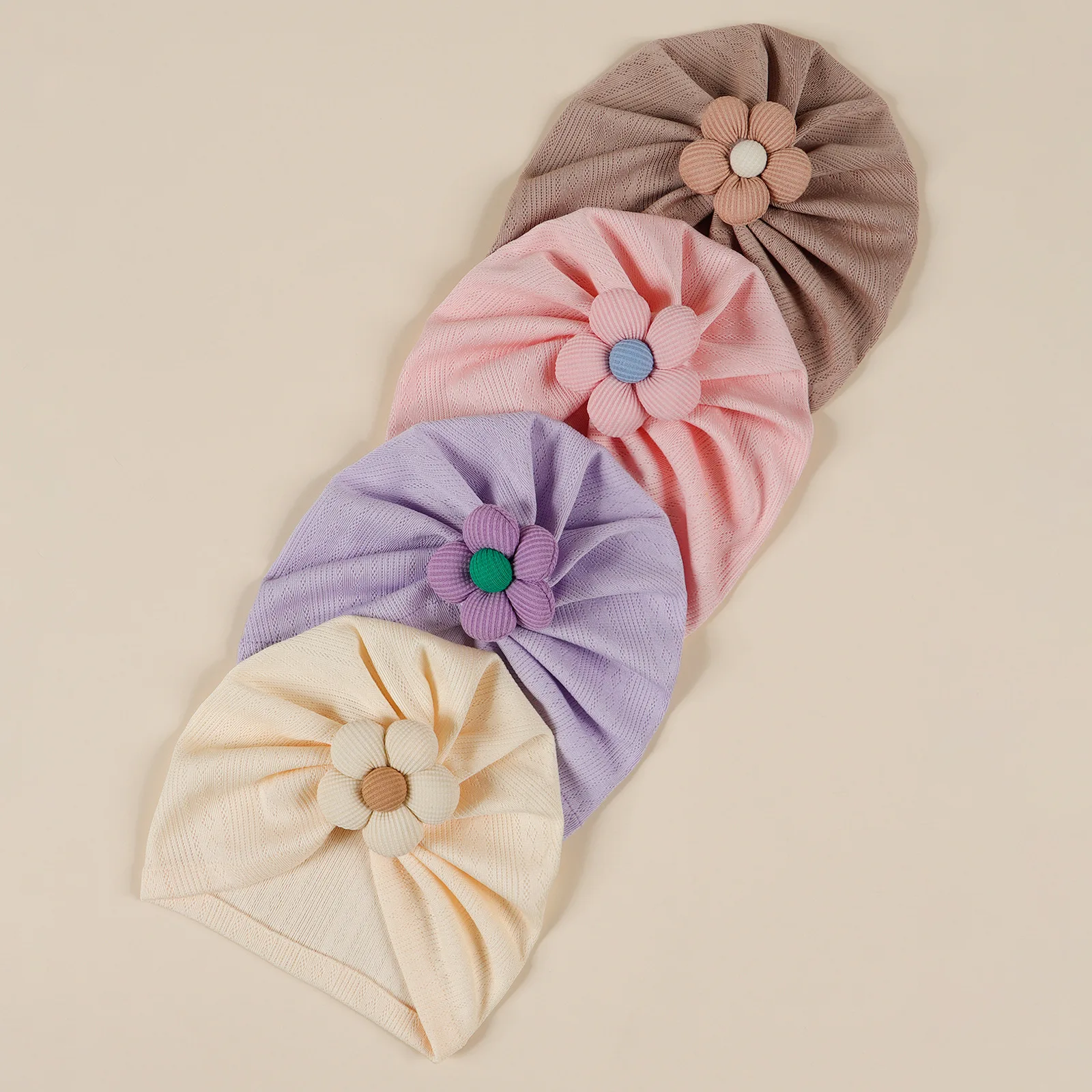 

20 PCS/Lot, Flower Baby Turban Beanies Hats Newborn Hospital Cap